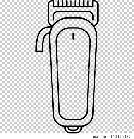 Line art icon illustration of cordless electric hair clipper with hanging loop isolated on transparent background. Graphic design element clip art for barber haircutting. Line art icon illustration of cordless electric hair clipper with hanging loop isolated on transparent background. Graphic design element clip art for barber haircutting. 143175387