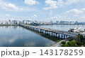 Aerial Hyperlapse of Yeouido Financial Skyline, National Assembly and Hangang River in Seoul 143178259