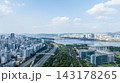 Aerial Hyperlapse of Yeouido Financial Skyline, National Assembly and Hangang River in Seoul 143178265