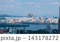 Aerial Hyperlapse of Yeouido Financial Skyline, National Assembly and Hangang River in Seoul 143178272