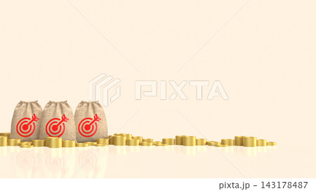 Money Bags with Target Symbols and Gold Coins 3d render. Money Bags with Target Symbols and Gold Coins 3d render. 143178487