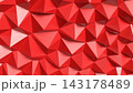 Vibrant Red Geometric Faceted Wall Background 3d render. 143178489