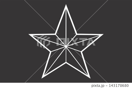 White Beveled Five-Point Star Line Art Vector on Dark Background 143178680