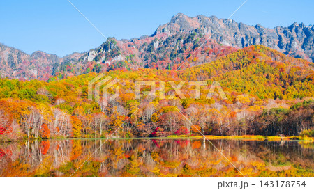 鏡池と戸隠山（秋） 143178754