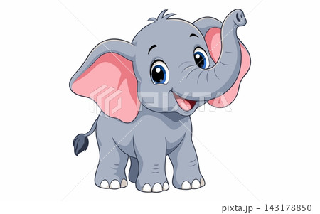 Cute Baby Elephant Vector Illustration 143178850
