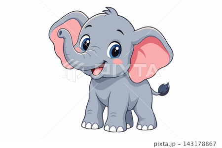 Cute Happy Baby Elephant Cartoon Vector Illustration 143178867