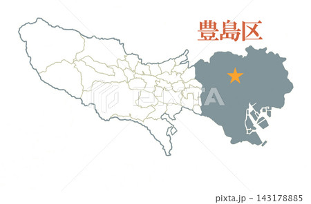 豊島区 東京23区 市町村境界線有り 豊島区 東京23区 市町村境界線有り 143178885