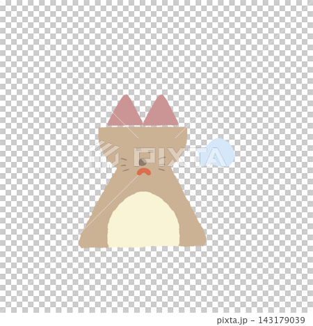 ゆるくてかわいいねこちゃんが、ため息ついているイラスト素材 143179039