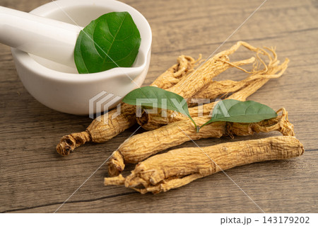 Ginseng roots herb medicine from Korea. Ginseng roots herb medicine from Korea. 143179202