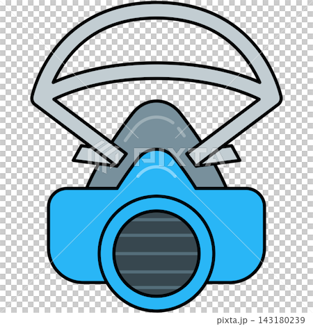 Flat style icon illustration of blue half face industrial respirator mask with filter cartridge isolated on transparent background. Graphic design element clip art for safety assets. Flat style icon illustration of blue half face industrial respirator mask with filter cartridge isolated on transparent background. Graphic design element clip art for safety assets. 143180239