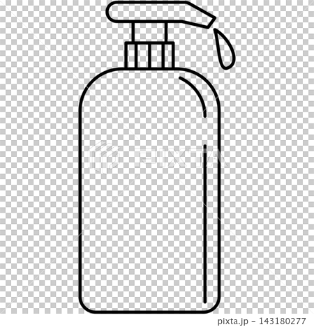 Line art icon illustration of pump dispenser bottle dispensing liquid soap drop isolated on transparent background. Graphic design element clip art for bathroom assets. Line art icon illustration of pump dispenser bottle dispensing liquid soap drop isolated on transparent background. Graphic design element clip art for bathroom assets. 143180277