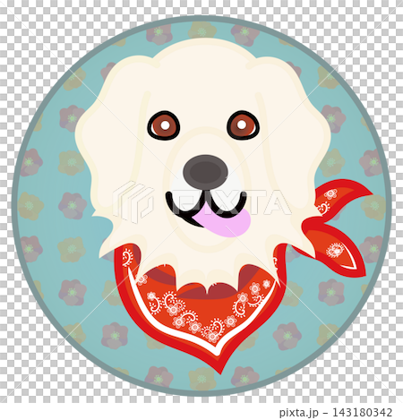 Golden Retriever face illustration with a circular background Golden Retriever face illustration with a circular background 143180342