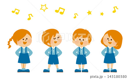 音楽会 笑顔で歌う子供たち かわいいイラスト素材 音楽会 笑顔で歌う子供たち かわいいイラスト素材 143180380