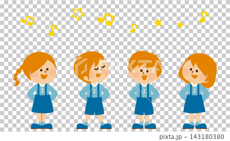 音楽会 笑顔で歌う子供たち かわいいイラスト素材 音楽会 笑顔で歌う子供たち かわいいイラスト素材 143180380