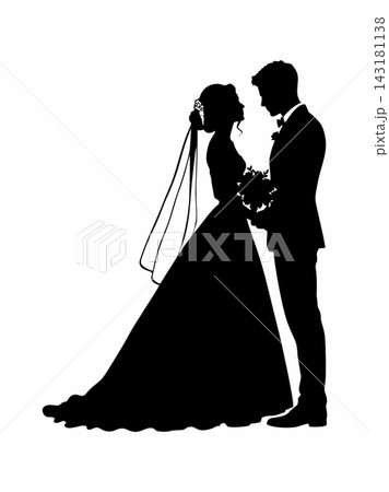 Vector Illustration of Newlywed Silhouettes Vector Illustration of Newlywed Silhouettes 143181138