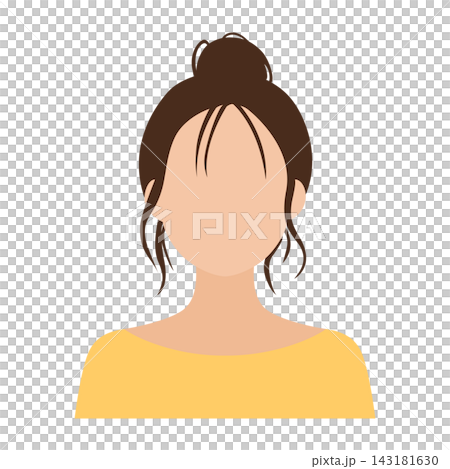 Vector illustration of the upper body of a woman with a bun hairstyle (faceless). Vector illustration of the upper body of a woman with a bun hairstyle (faceless). 143181630