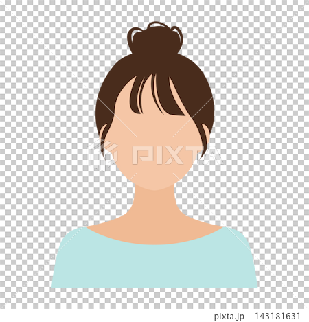 Vector illustration of the upper body of a woman with a bun hairstyle (faceless). Vector illustration of the upper body of a woman with a bun hairstyle (faceless). 143181631