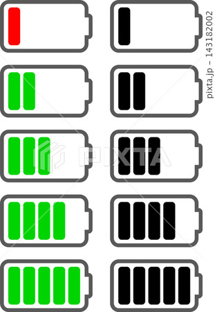 バッテリー残量・電池残量アイコンセット 10種類 バッテリー残量・電池残量アイコンセット 10種類 143182002