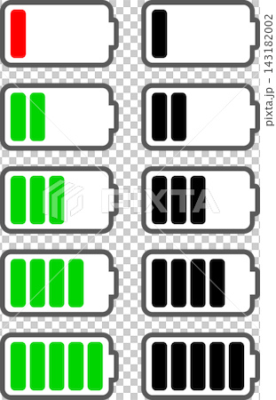 バッテリー残量・電池残量アイコンセット 10種類 バッテリー残量・電池残量アイコンセット 10種類 143182002