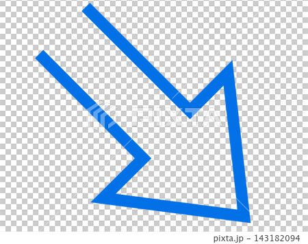 A simple blue arrow pointing downwards to the right. A simple blue arrow pointing downwards to the right. 143182094
