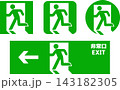 非常口・避難誘導のサインアイコンセット (丸・四角) 143182305