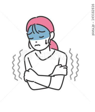 寒気がする女性のベクターイラスト 寒気がする女性のベクターイラスト 143182816