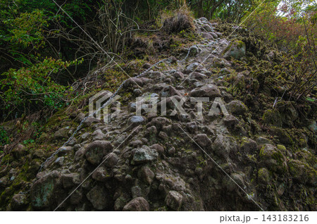 田原山（鋸山）の登山道周遊コースの鎖場 143183216