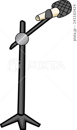 Hand Drawn Illustration of a Microphone on a Stand 143183424