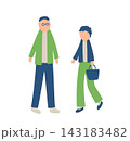 お出かけする男女のイラスト 143183482