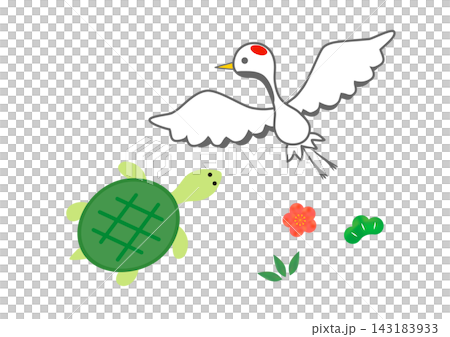 Celebration illustration of a crane and a turtle Celebration illustration of a crane and a turtle 143183933