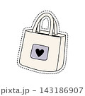Hand-Drawn Cream Heart Winter Tote Bag Sticker Illustration 143186907