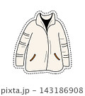 Hand-Drawn Cream Winter Puffer Jacket Sticker Illustration 143186908
