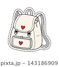 Hand-Drawn Cute Heart Winter Backpack Sticker Illustration 143186909