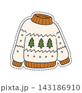 Hand-Drawn Nordic Winter Sweater Sticker Illustration 143186910
