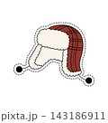 Hand-Drawn Plaid Winter Trapper Hat Sticker Illustration 143186911