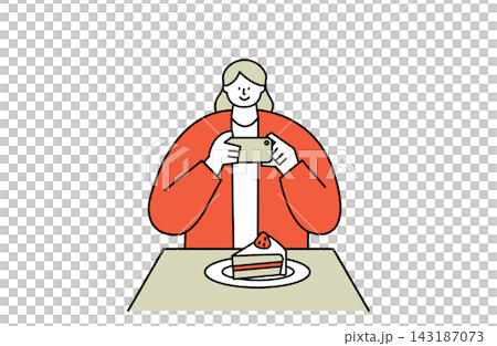 ケーキを撮影する女性 ケーキを撮影する女性 143187073