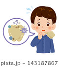 汚れた歯と口臭がある男性の上半身イラスト 143187867