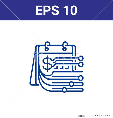 Digital financial calendar icon representing automated money management and business scheduling. 143188777