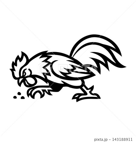 Rooster Cock Eating Vector Illustration Rooster Cock Eating Vector Illustration 143188911