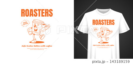 Roasters Coffee Mascot Vector Template  Cartoon TShirt Print 143189159