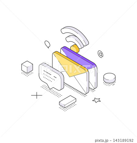 Digital Communication And Wireless Email Messaging Service Isometric Vector Illustration For Business Digital Communication And Wireless Email Messaging Service Isometric Vector Illustration For Business 143189192