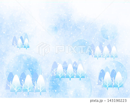 雪が降る冬の森 143190223