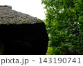 苔むした茅葺き屋根と曇天の空 143190741