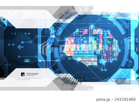 Cybernetic brain and digital technology abstract background. Cybernetic brain and digital technology abstract background. 143191460
