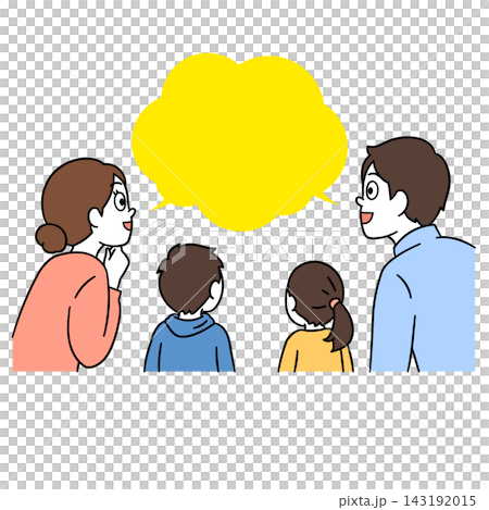 Family that catches the eye (with speech bubble) Family that catches the eye (with speech bubble) 143192015