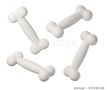 3d white bone isolated on background. Simple icon for Halloween, branding, pet product. 143192188