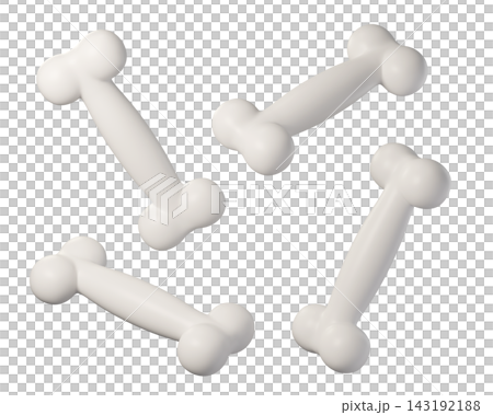 3d white bone isolated on background. Simple icon for Halloween, branding, pet product. 143192188
