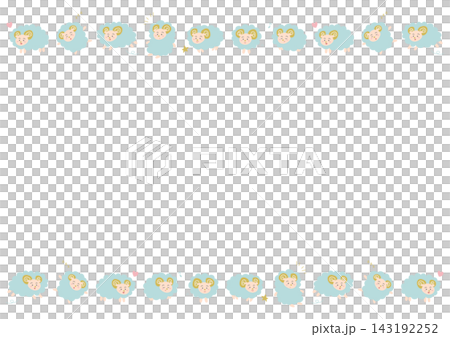 A framed illustration of cute light blue sheep. A framed illustration of cute light blue sheep. 143192252