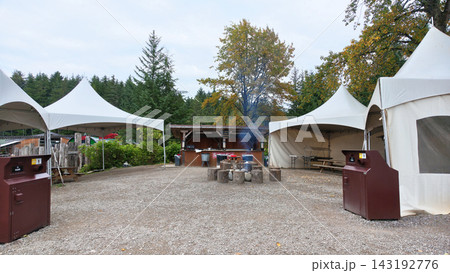 Outdoor Salmon Dining Area at Icy Strait Point Alaska Outdoor Salmon Dining Area at Icy Strait Point Alaska 143192776