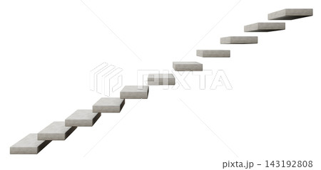 Concrete stairs are shown on a clear background. The design features a straight ascent with evenly spaced steps. This type of design is often used in Concrete stairs are shown on a clear background. The design features a straight ascent with evenly spaced steps. This type of design is often used in 143192808